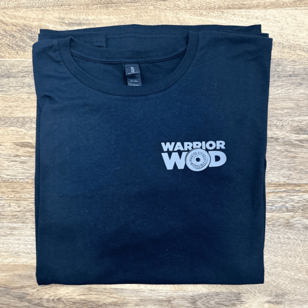Front view of the eco-friendly Support Veterans T-Shirt with a unique emblem symbolizing strength and unity.